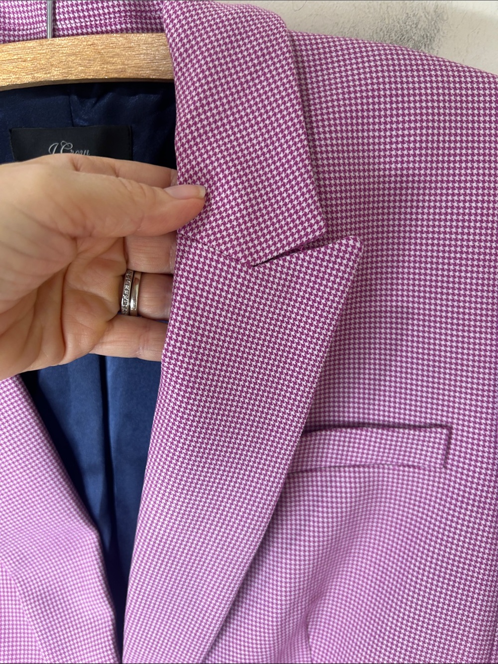 J. CREW Pink Peplum Back Houndstooth Blazer Office Business Size 10 - Picture 10 of 16